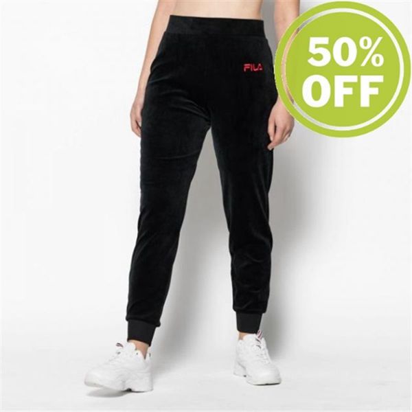 Calça De Moletom Fila Mulher Pretas - Fila Sara Velour Jogger Fluffy Loja Online Portugal,GHKJ-63487